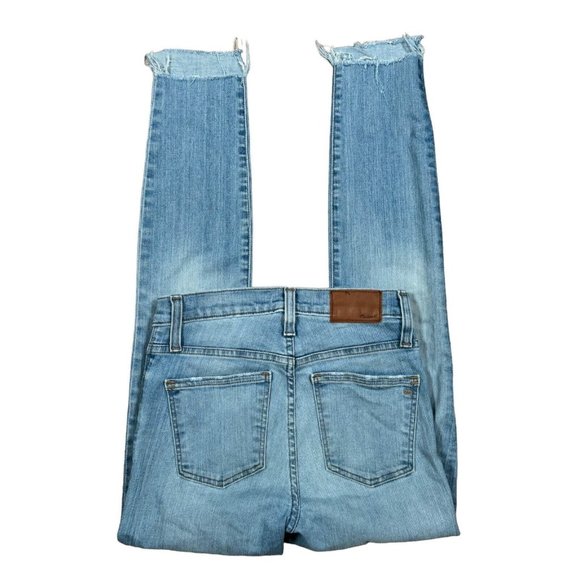 Madewell 9'' High Rise Skinny‎ Jeans Women's Sz 25 Blue Denim Distressed Leg - Picture 1 of 8